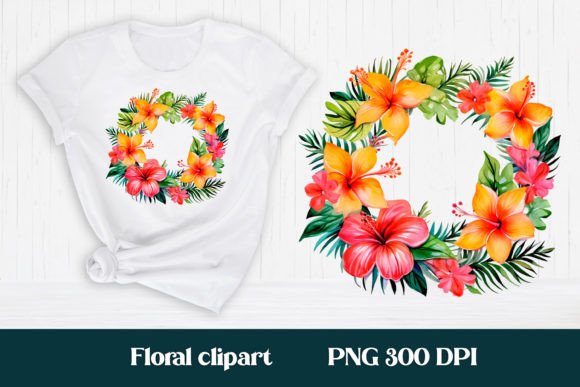 Download Hibiscus Flower Wreath Clipart PNG - Premium Resources