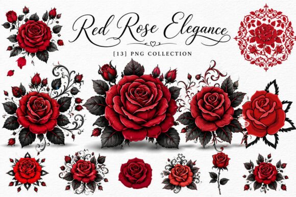 Download Watercolor Red Rose Clipart PNG Bundle - Premium Resources
