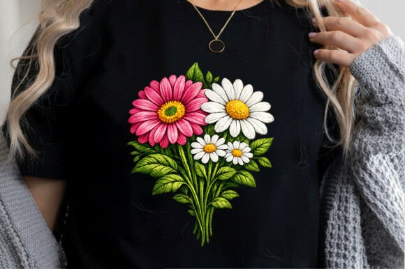 Download Daisy Flowers Embroidered Style Floral - Premium Resources