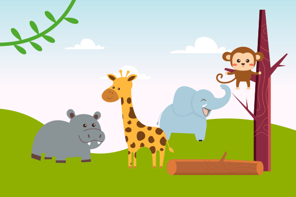 Download Cute Jungle Animals in Cartoon Style - Cute jungle animals Collection