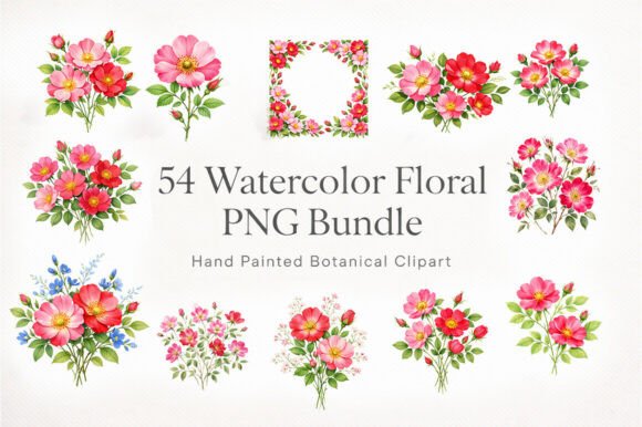 Download 54-watercolor-rose-floral-png-bundle - Premium Bundle